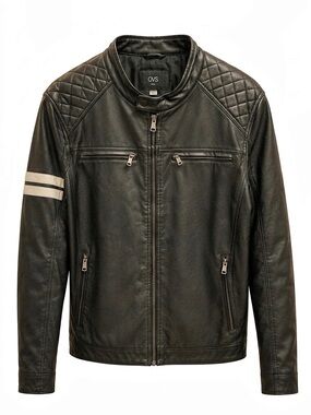 OVS Men's Black Quilted Faux Leather Jacket Size XL